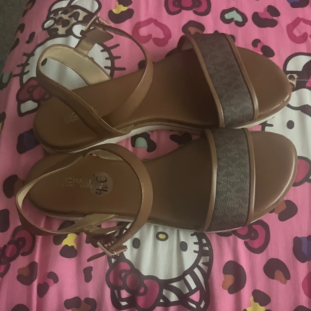 Michael Kors Brown and Tan Strap Sandals